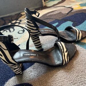 Nine West Black and White Zebra Print Women's Sandals